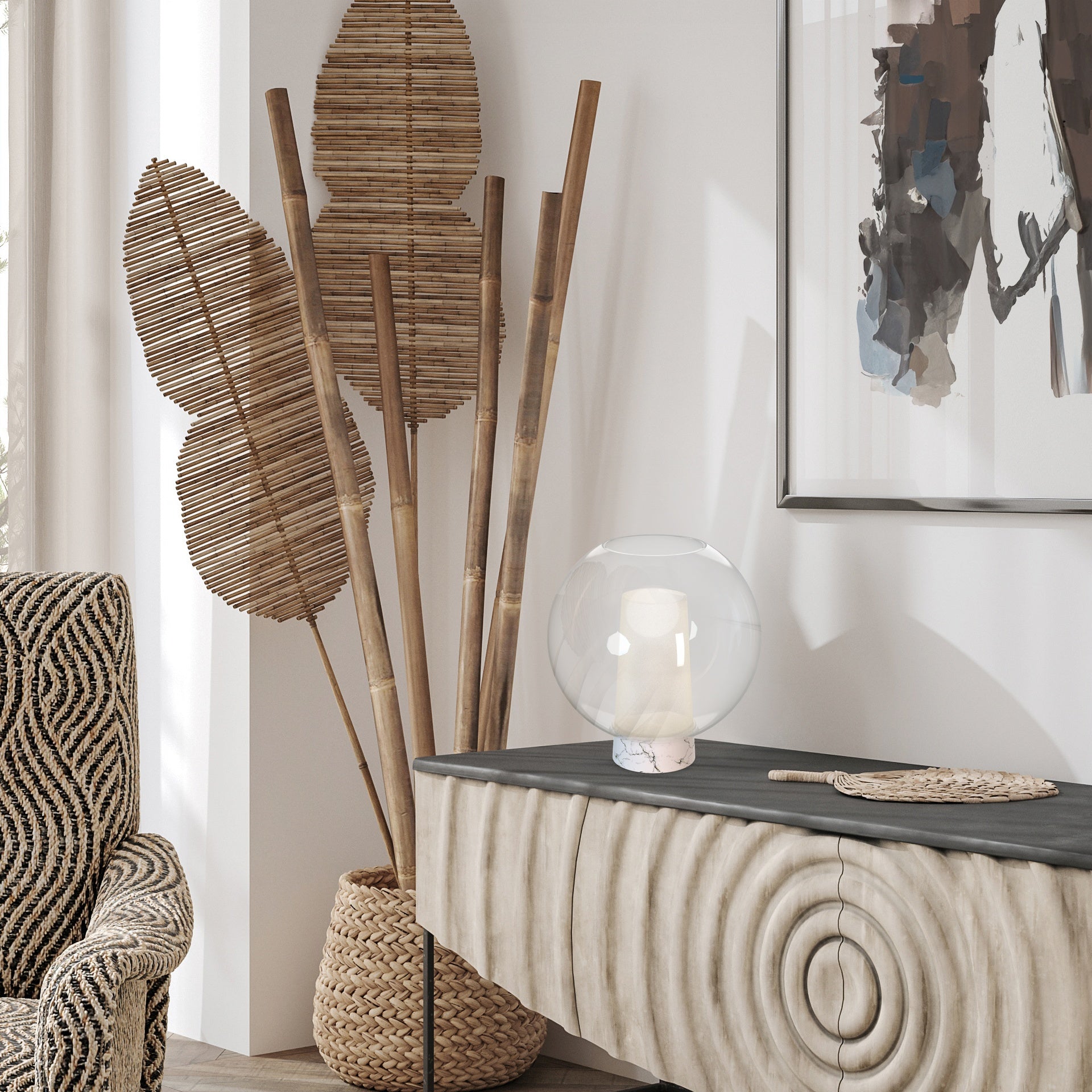 Lampe NORA marbre blanc H26 Mantra 8404