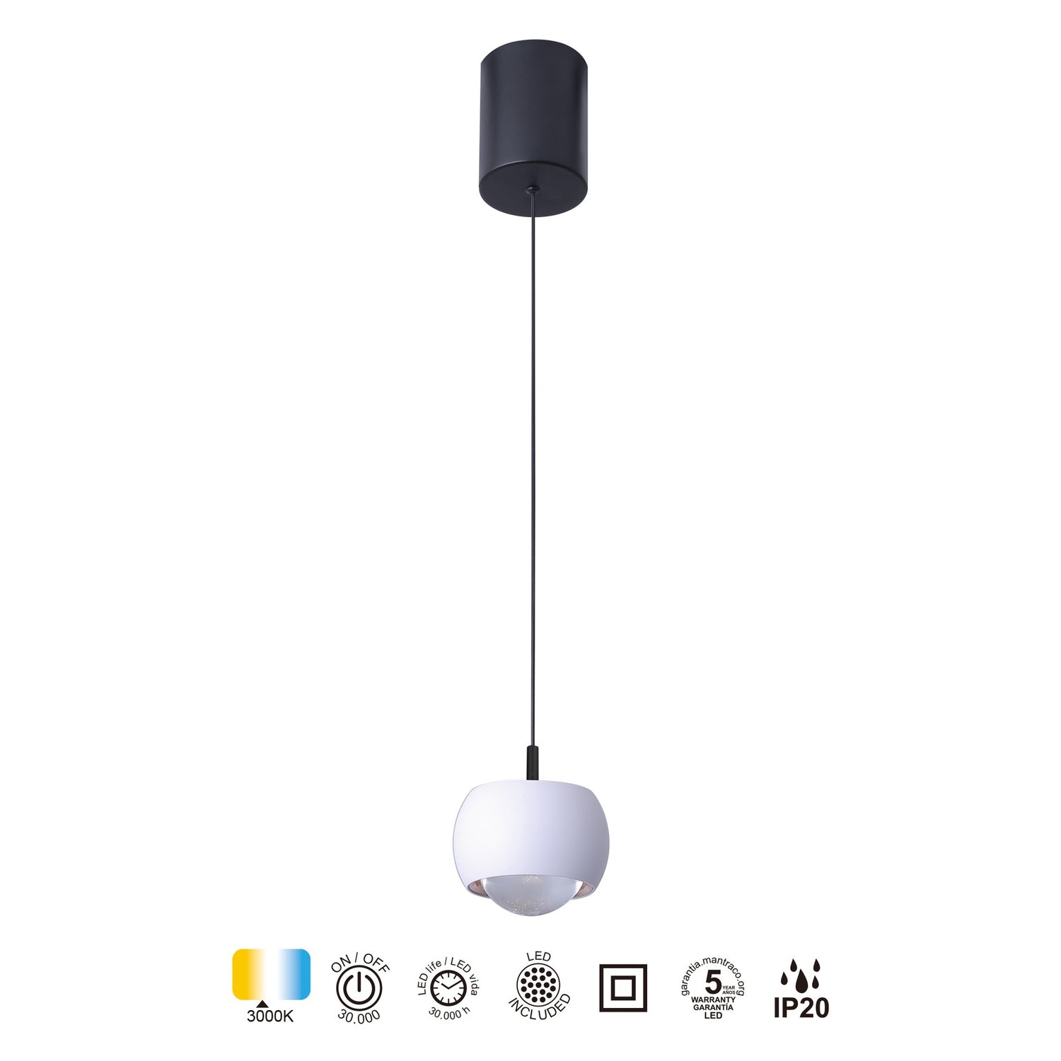 Suspension ROLLER monte et baisse blanche, D 9.6 Mantra 8405