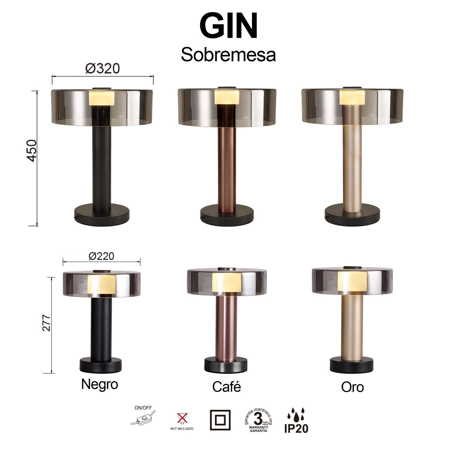 Lampe GIN cuivre rose gm Mantra 8426