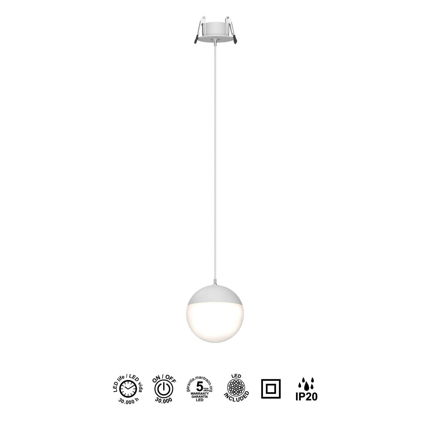Suspension encastrée KILDA blanche Mantra 8435