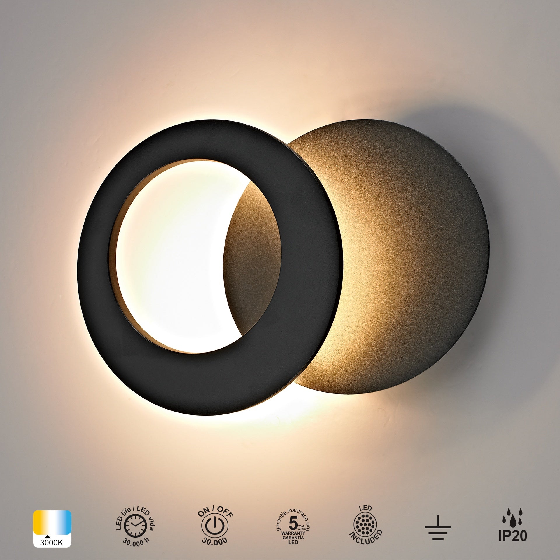 Applique TORONTO led noire D22 Mantra 8462