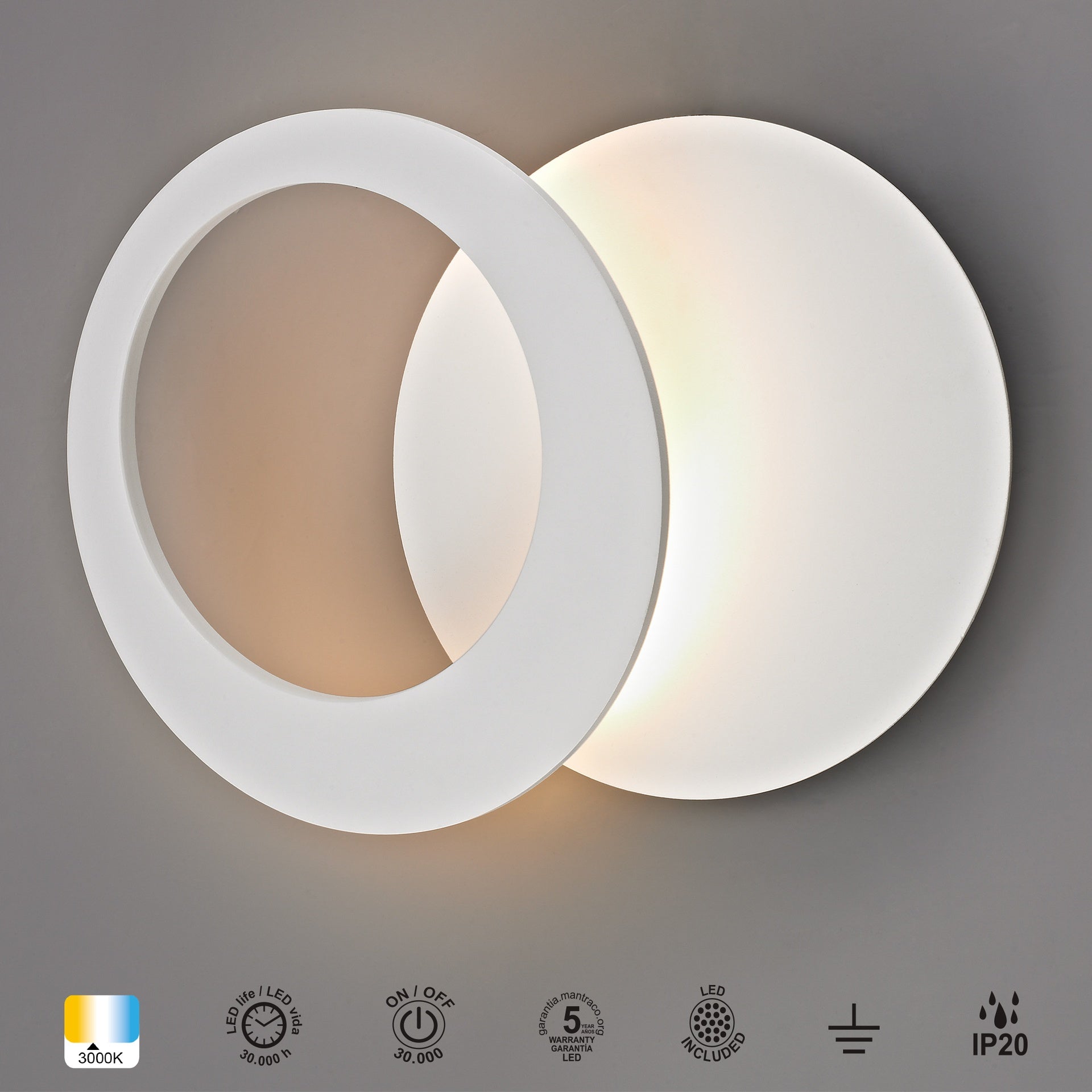 Applique led TORONTO blanche D26 Mantra 8463