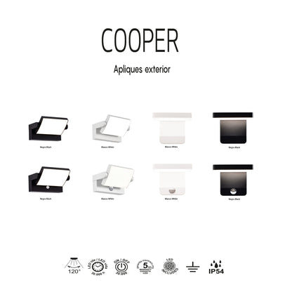 Applique COOPER noire extérieur détecteur de mouvement Mantra 8473