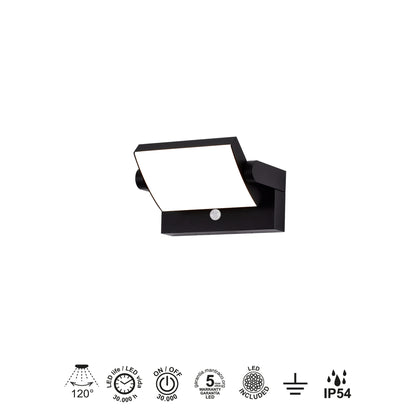 Applique COOPER noire extérieur détecteur de mouvement Mantra 8473