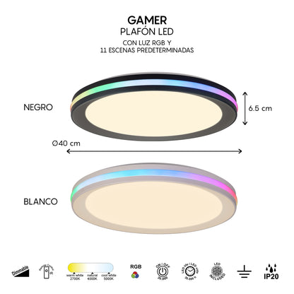 Plafonnier GAMER noir Mantra 8485