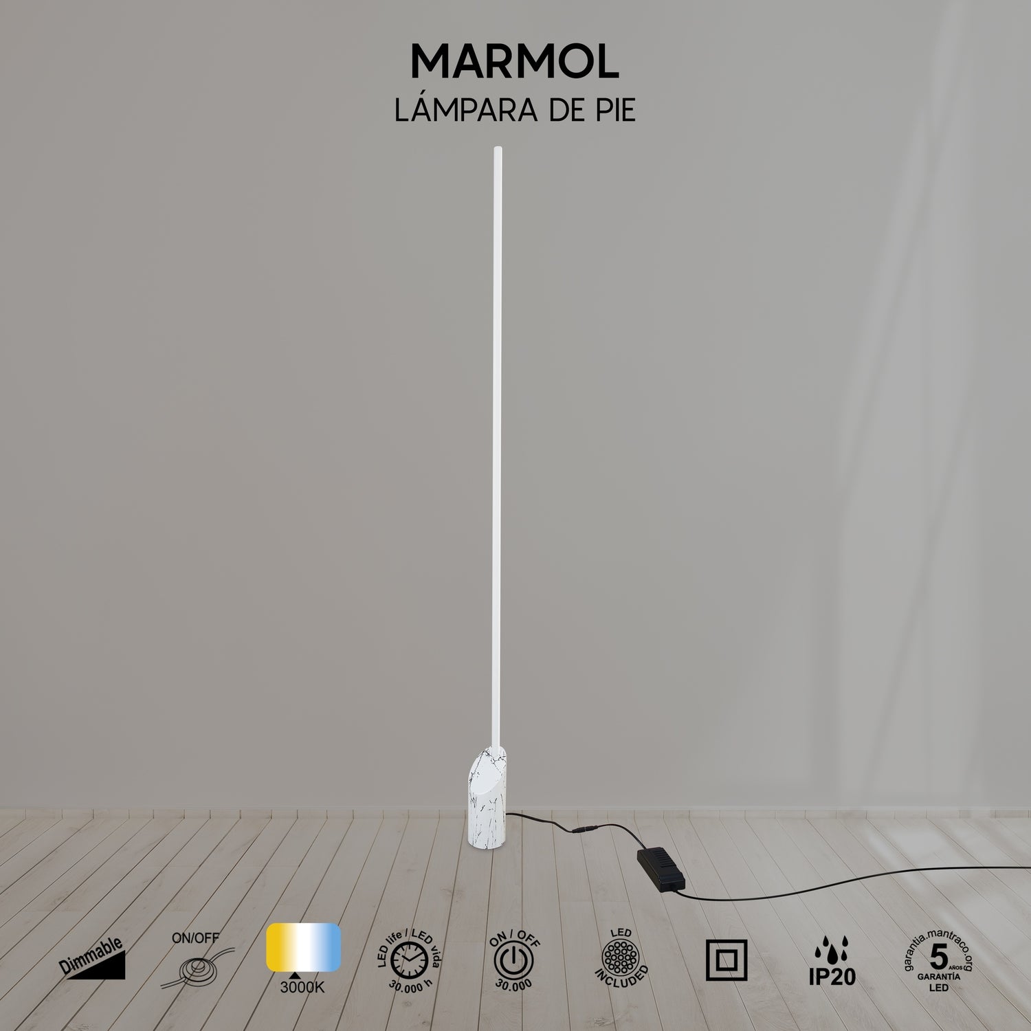 Lampadaire MARMOL blanc Mantra 8512