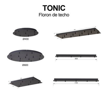 Plateau rectangulaire noir  pour 8 lumières pour suspensions TONIC Mantra 8545