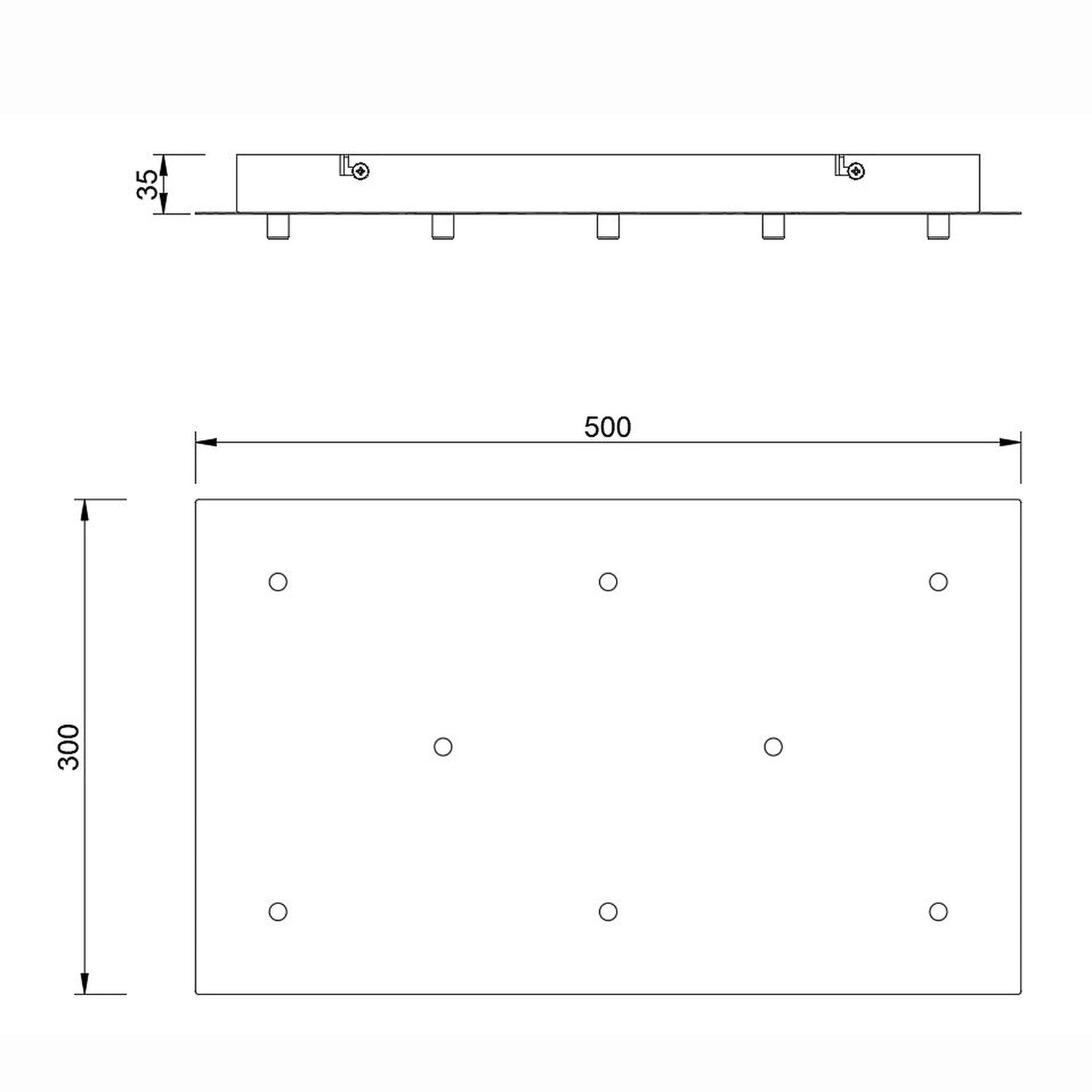 Plateau rectangulaire noir  pour 8 lumières pour suspensions TONIC Mantra 8545