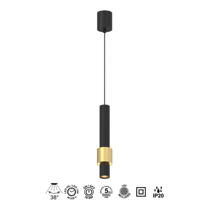 Suspension CLIFTON noir et or Mantra 8565