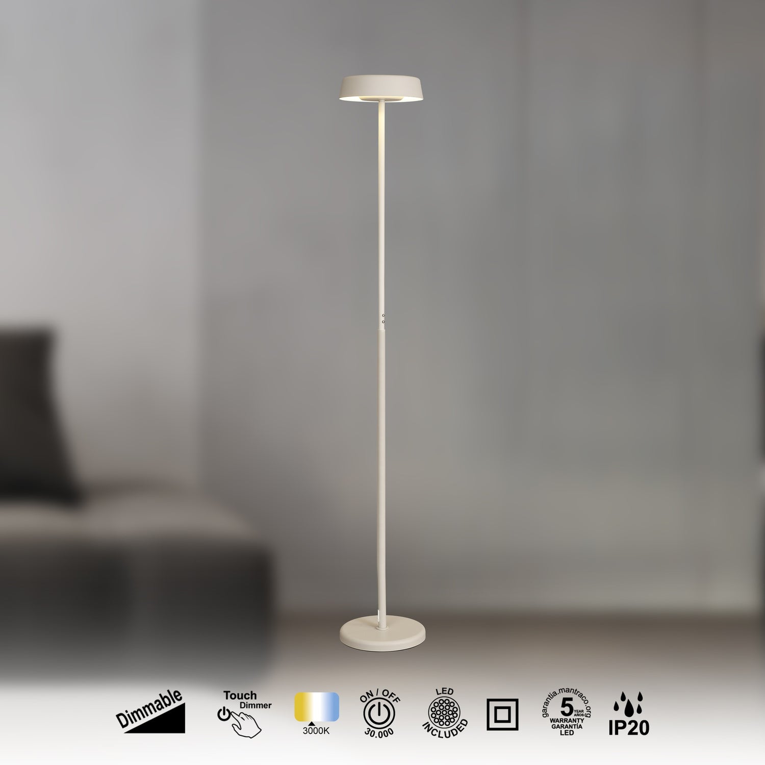 Lampadaire NOA II Blanc D28 Mantra 8566