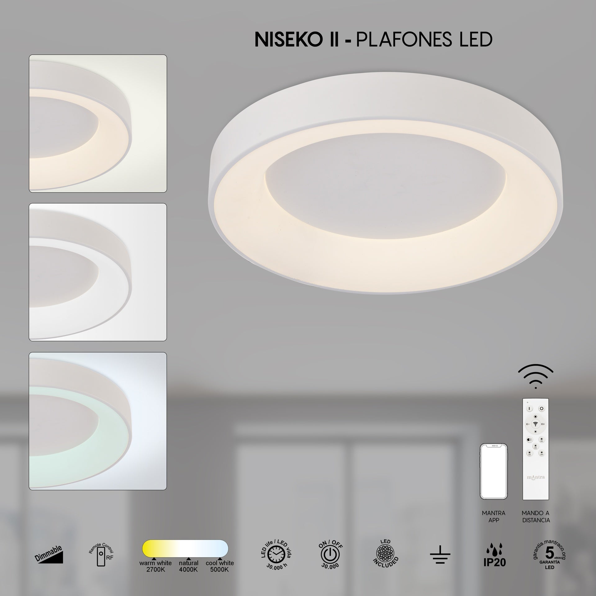Plafonnier NISEKO Blanc D38 Mantra 8579