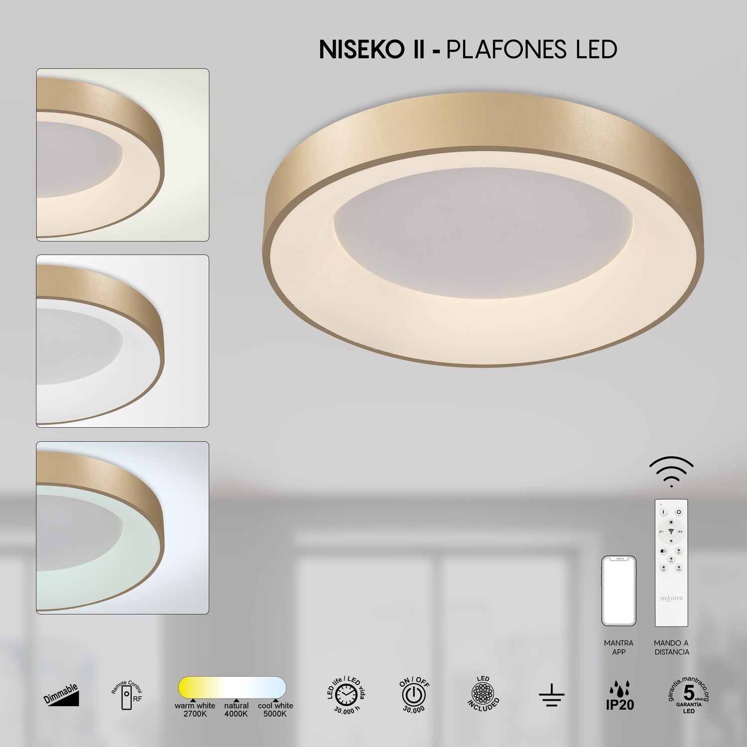 Plafonnier NISEKO or mat D65 Mantra 8583