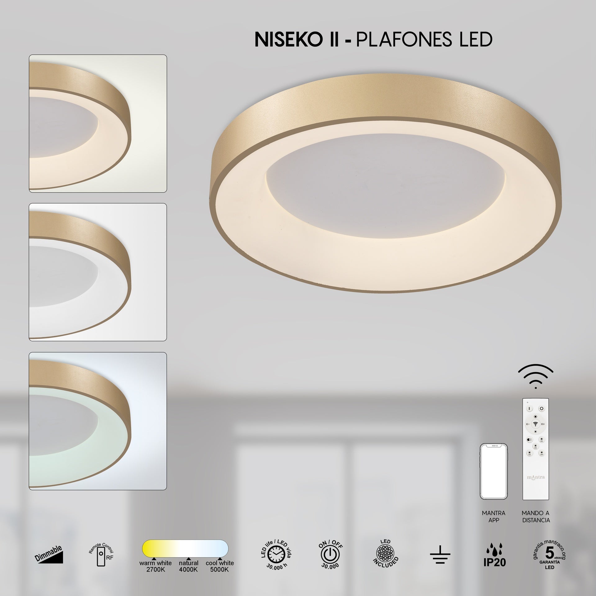 Plafonnier NISEKO or mat D65 Mantra 8583