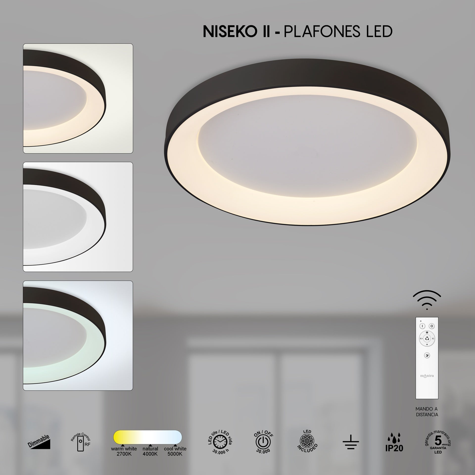 Plafonnier NISEKO noir D78 Mantra 8640