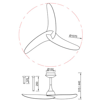 Plafonnier ventilateur IPANEMA noir et aspect bois Mantra 9041