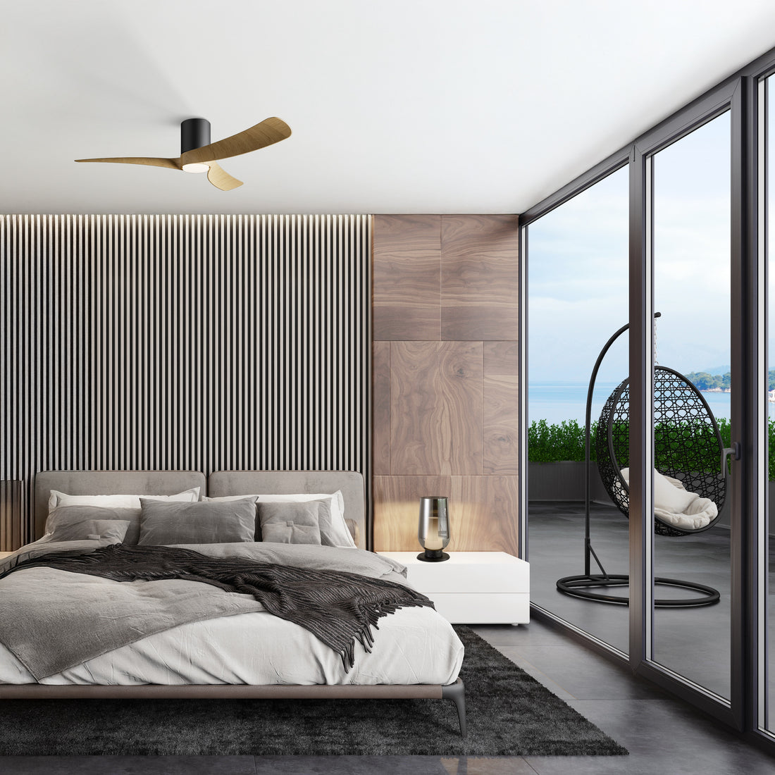 Plafonnier ventilateur Nemo blanc/bois XS Mantra 9054 DISPONIBLE NOVEMBRE