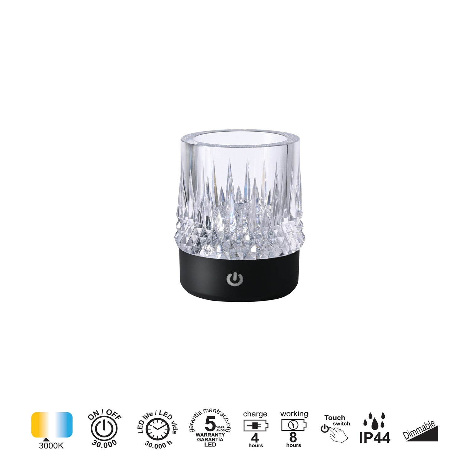 Lampe rechargeable LAX noir IP44 Mantra 9082