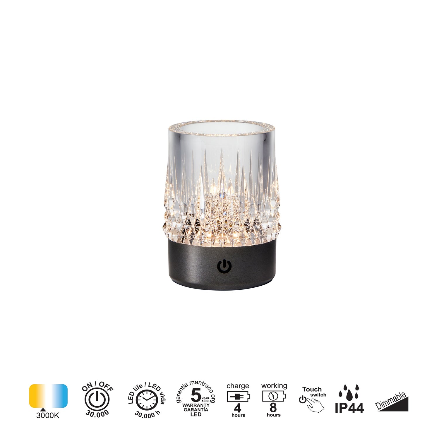 Lampe rechargeable LAX nickel mat IP44 Mantra 9084