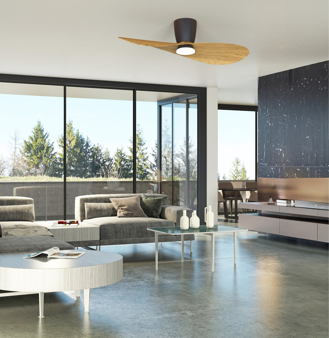 Plafonnier ventilateur SURFER bois et noir Mantra 9476