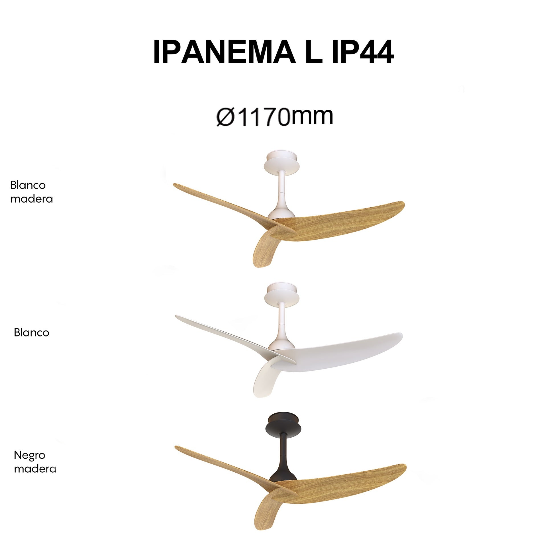 Plafonnier ventilateur IPANEMA blanc et aspect bois Mantra 9490