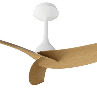 Plafonnier ventilateur IPANEMA blanc et aspect bois Mantra 9490