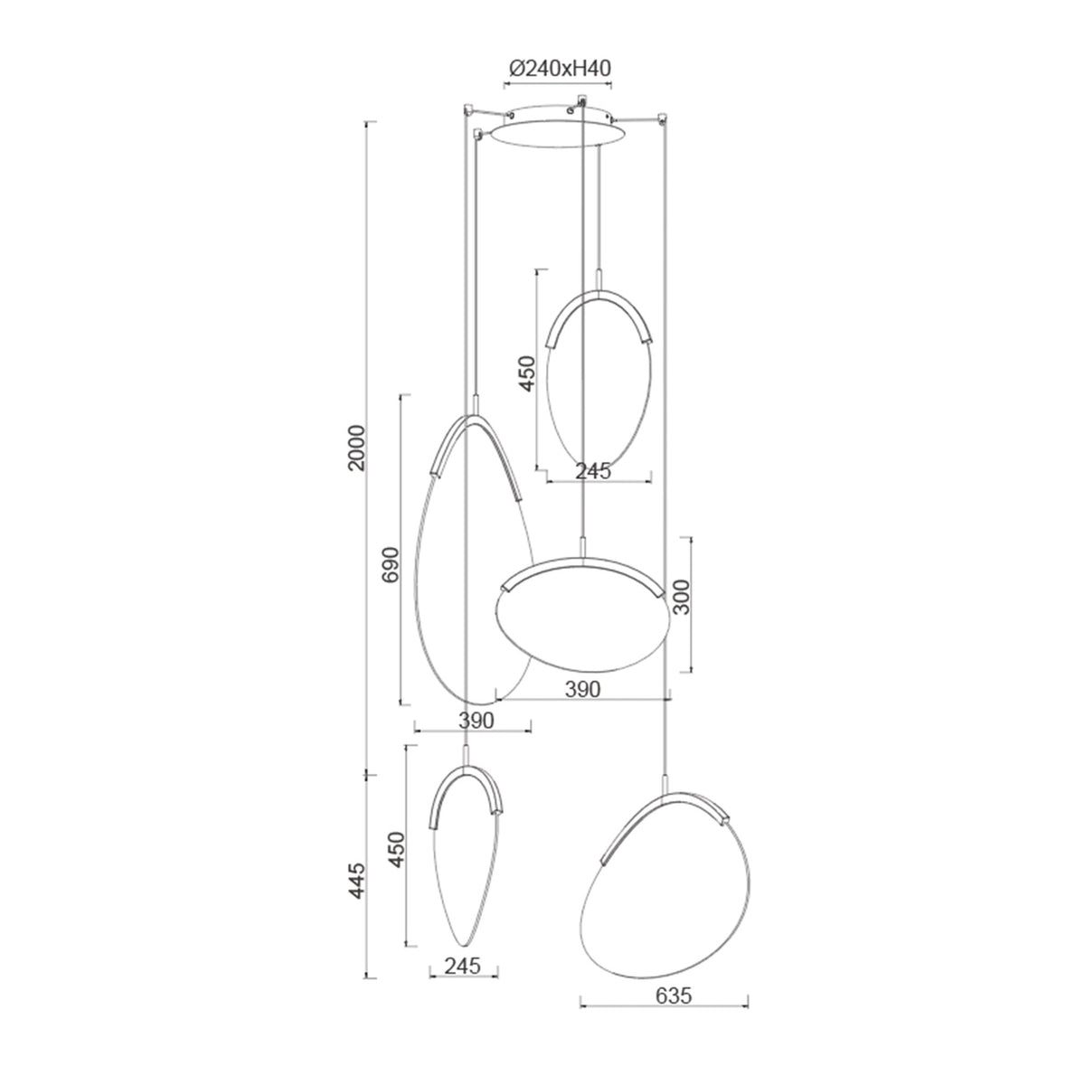 Suspension OASIS 5 lumières Mantra 9645