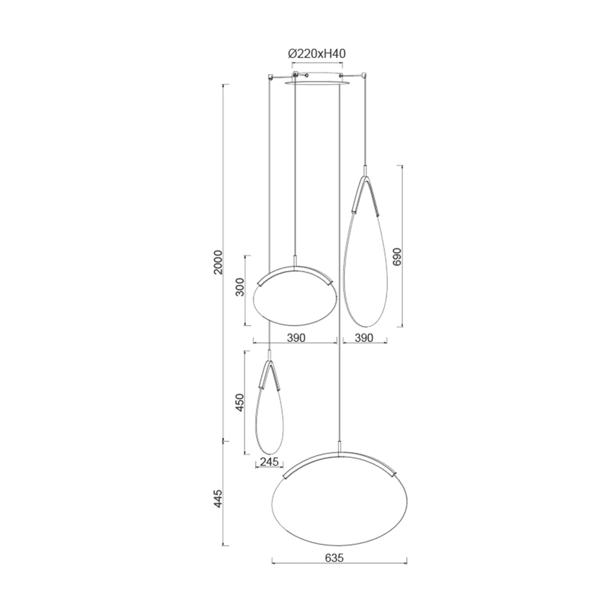 Suspension OASIS 4 lumières Mantra 9646