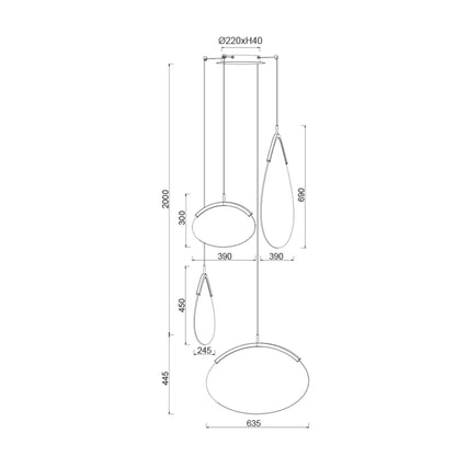 Suspension OASIS 4 lumières Mantra 9646