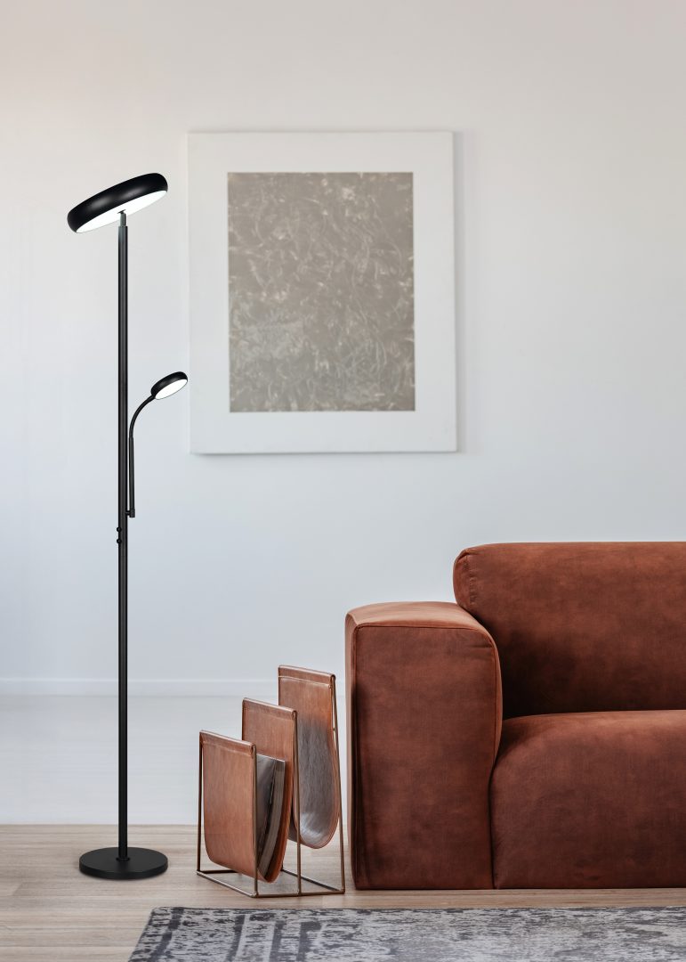 Lampadaire Palermo noir Trio R45741132