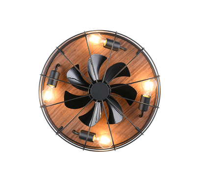 Plafonnier ventilateur noir et bois Trondheim Trio R61195032