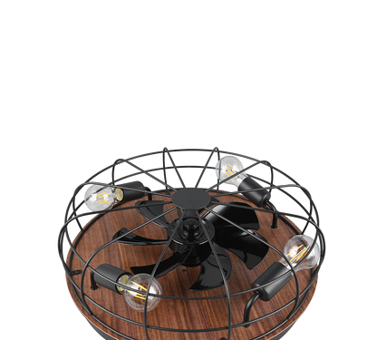 Plafonnier ventilateur noir et bois Trondheim Trio R61195032