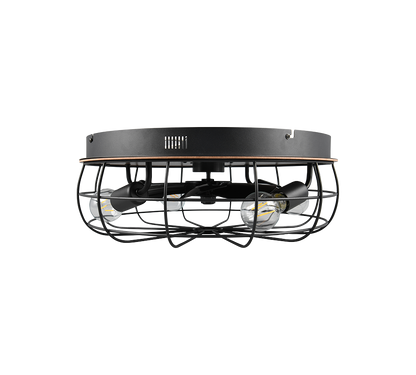 Plafonnier ventilateur noir et bois Trondheim Trio R61195032