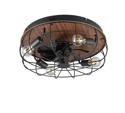 Plafonnier ventilateur noir et bois Trondheim Trio R61195032