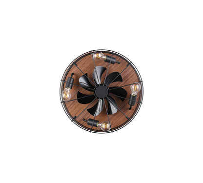 Plafonnier ventilateur noir et bois Trondheim Trio R61195032