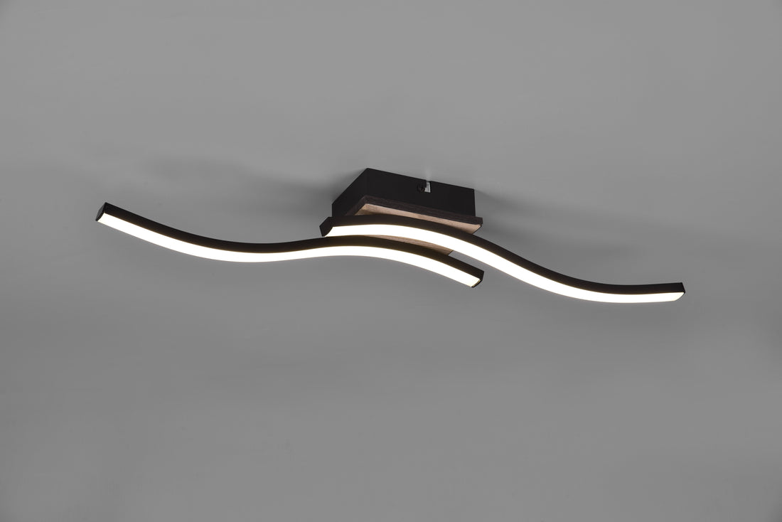 Plafonnier Route 2L noir/bois 3000k R62472135