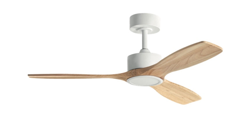 Plafonnier ventilateur SANTORINI blanc et bois D112 MDC 8968-87-09