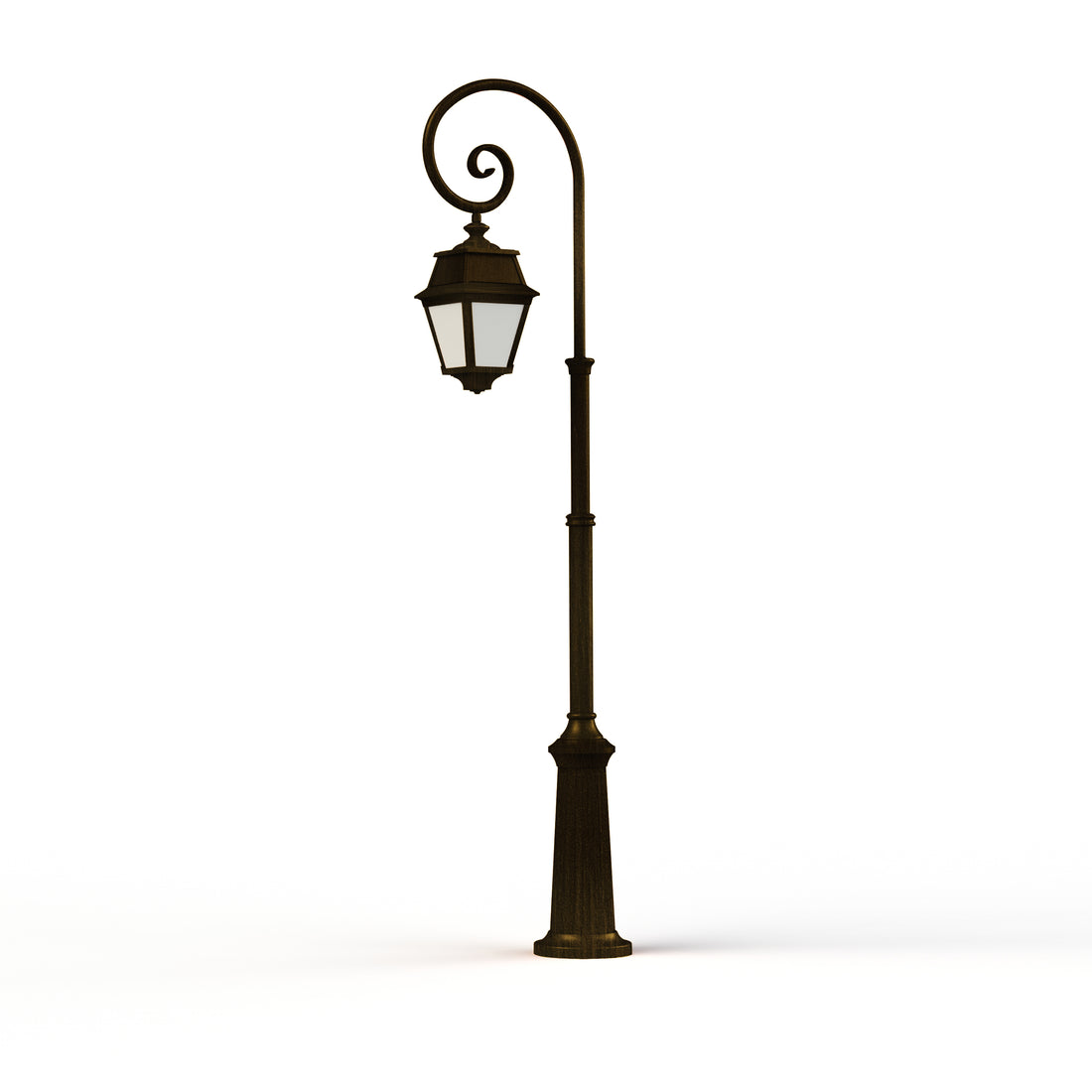 Lampadaire Avenue 2 N°8 LED opale Patiné doré 009 102124009