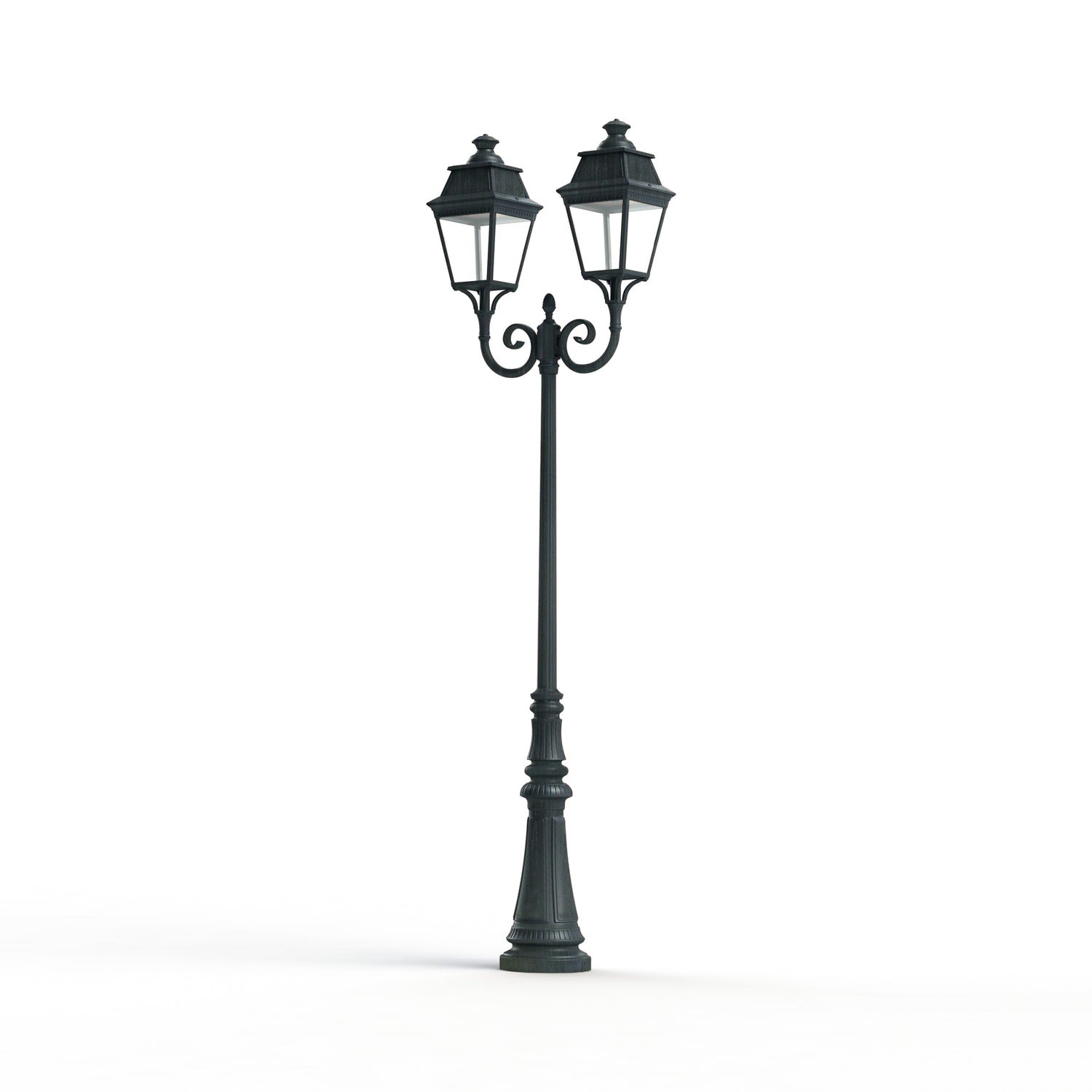 Lampadaire Avenue 3 N°8 LED Warm Patine vert de gris 008 Diffuseur clair 103133008