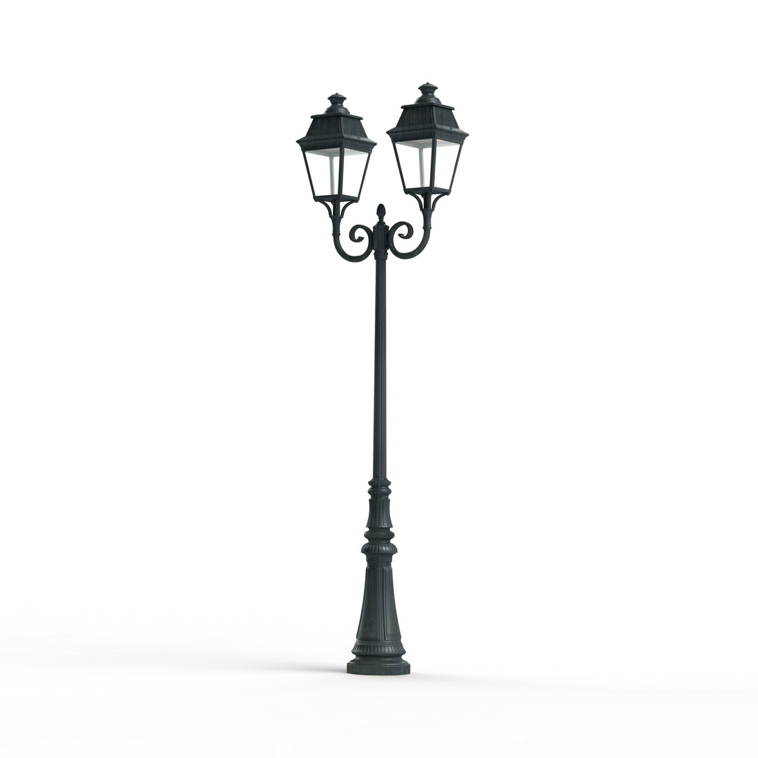 Lampadaire Avenue 3 N°8 LED Warm Patine vert de gris 008 Diffuseur clair 103233008