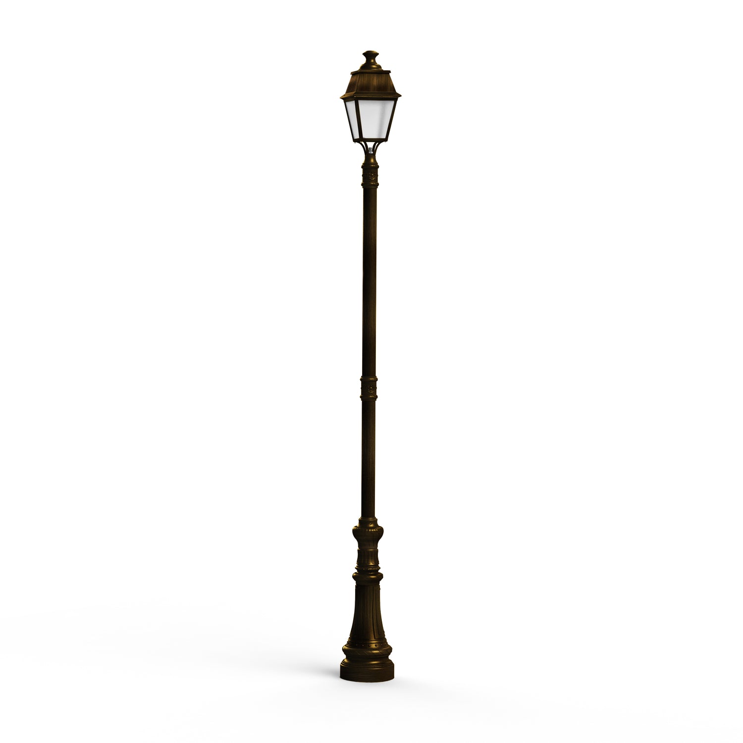 Lampadaire Avenue 4 N°8 LED 35W 3000°K Patine dorée 009 PMMA clair structuré 104263009