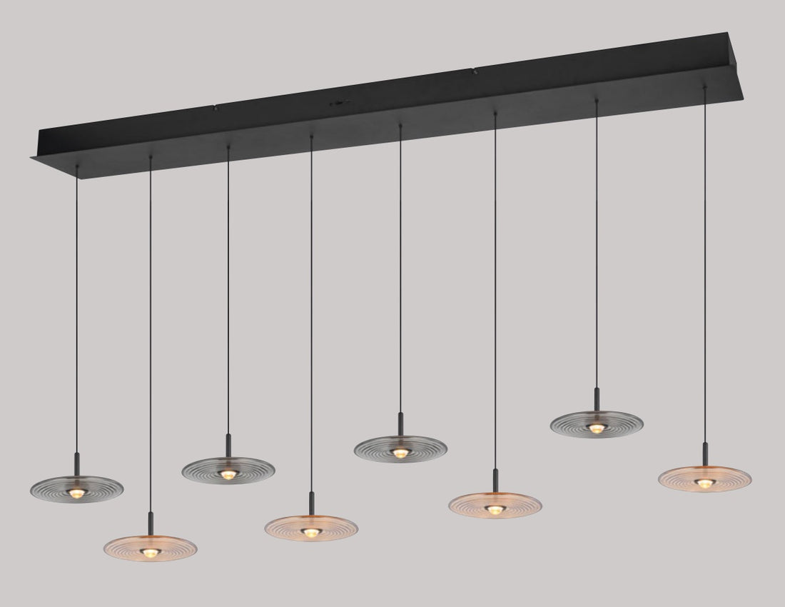 Suspension monte et baisse SIRENA ambre, gris  8 lumières  TRIO 396310817