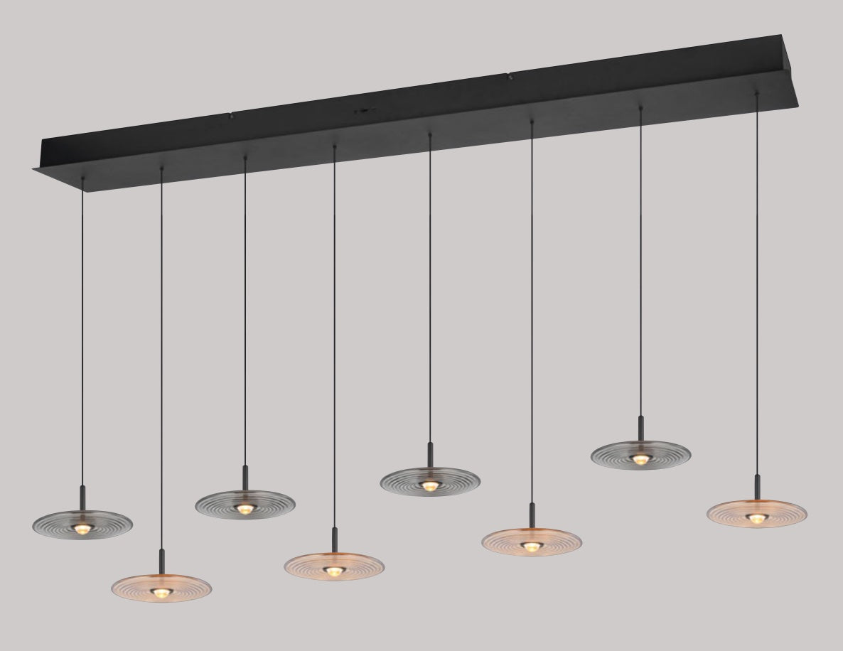 Suspension monte et baisse SIRENA ambre, gris  8 lumières  TRIO 396310817