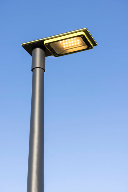 Lampadaire Hector N°2 LED Asym 26W 2700K Jaune soufre 068, Support Gris 107 182338068