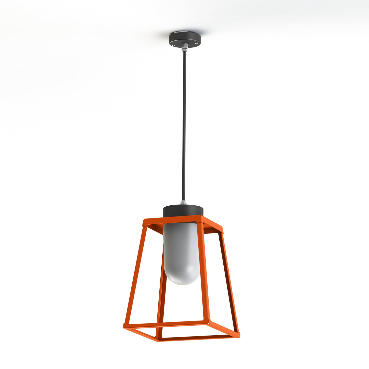 Suspension Lampiok 2 N°2 diffuseur opale Orangé pur 014 - Gris noir 107