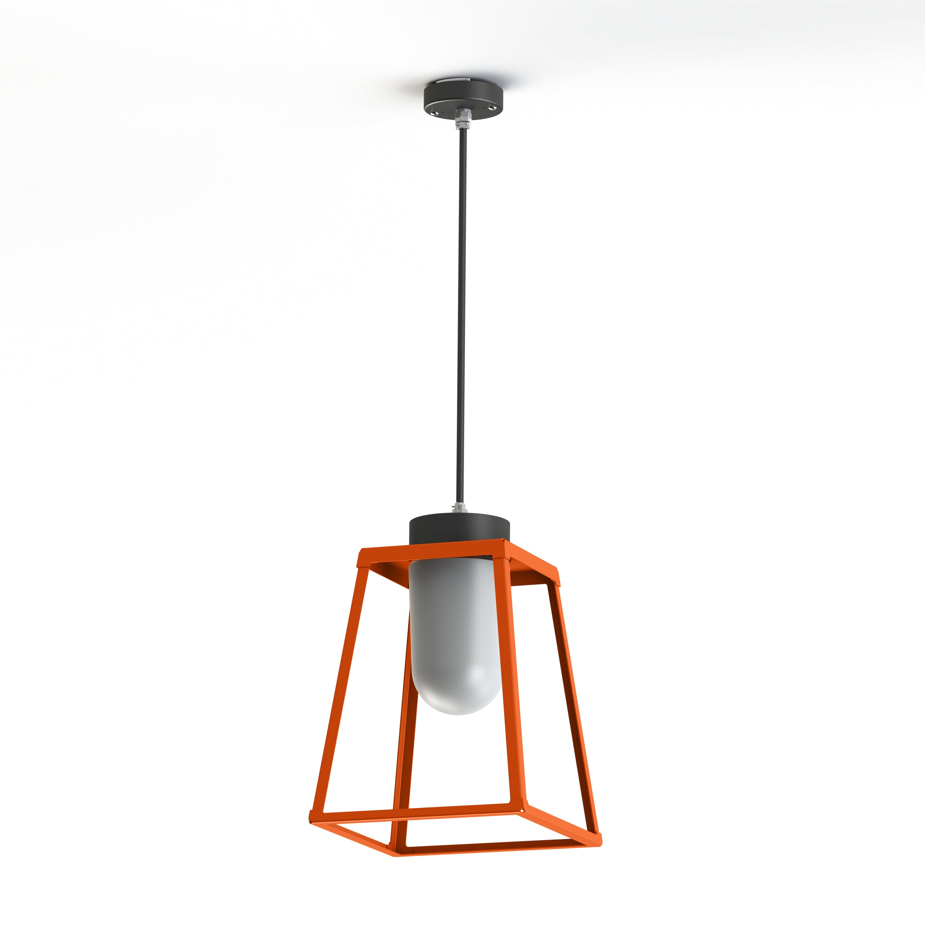 Suspension Lampiok 2 N°2 diffuseur opale Orangé pur 014 - Gris noir 107