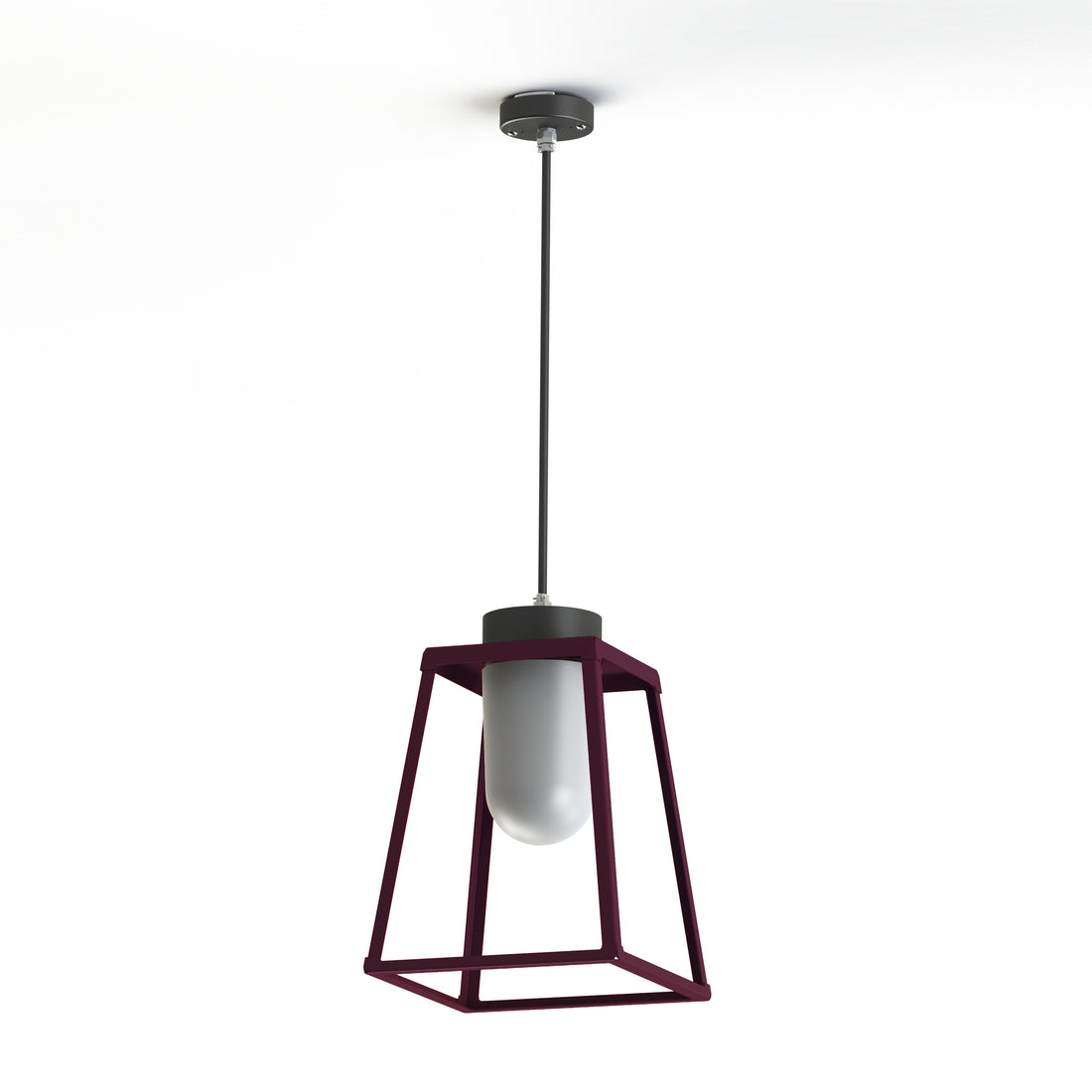 Suspension Lampiok 2 N°2 diffuseur opale Rouge vin 066 - Gris noir 107