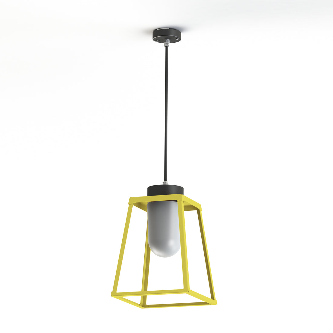 Suspension Lampiok 2 N°2 diffuseur opale Jaune soufre 068 - Gris noir 107