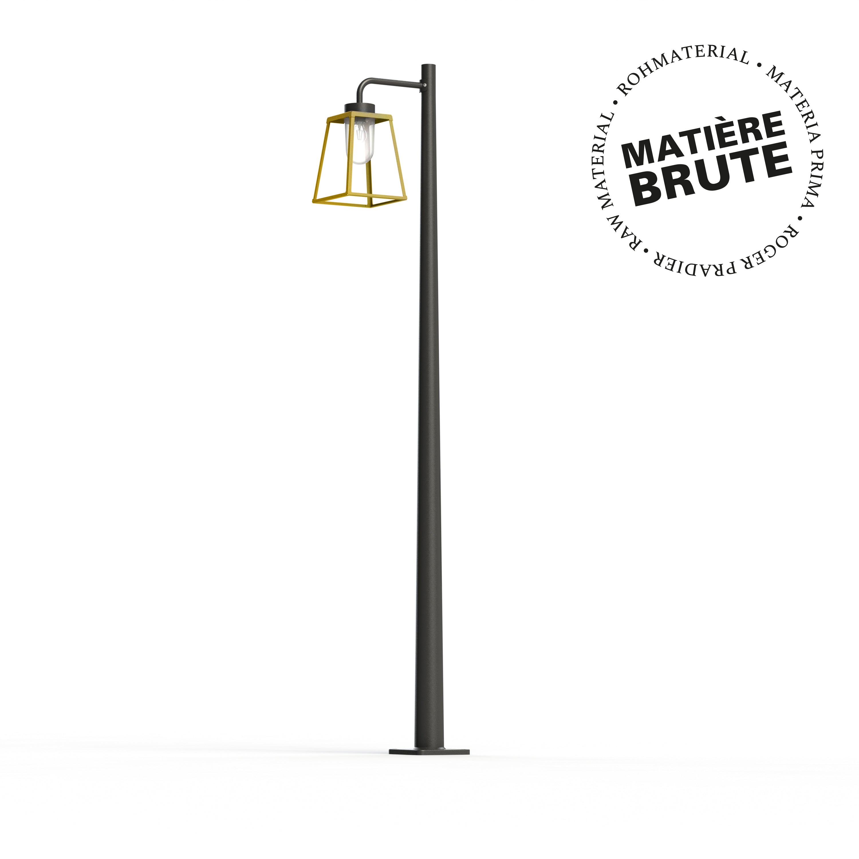 Lampadaire Lampiok 2 N°4 Laiton brut 072 Diffuseur clair - Gris noir 107 178011072