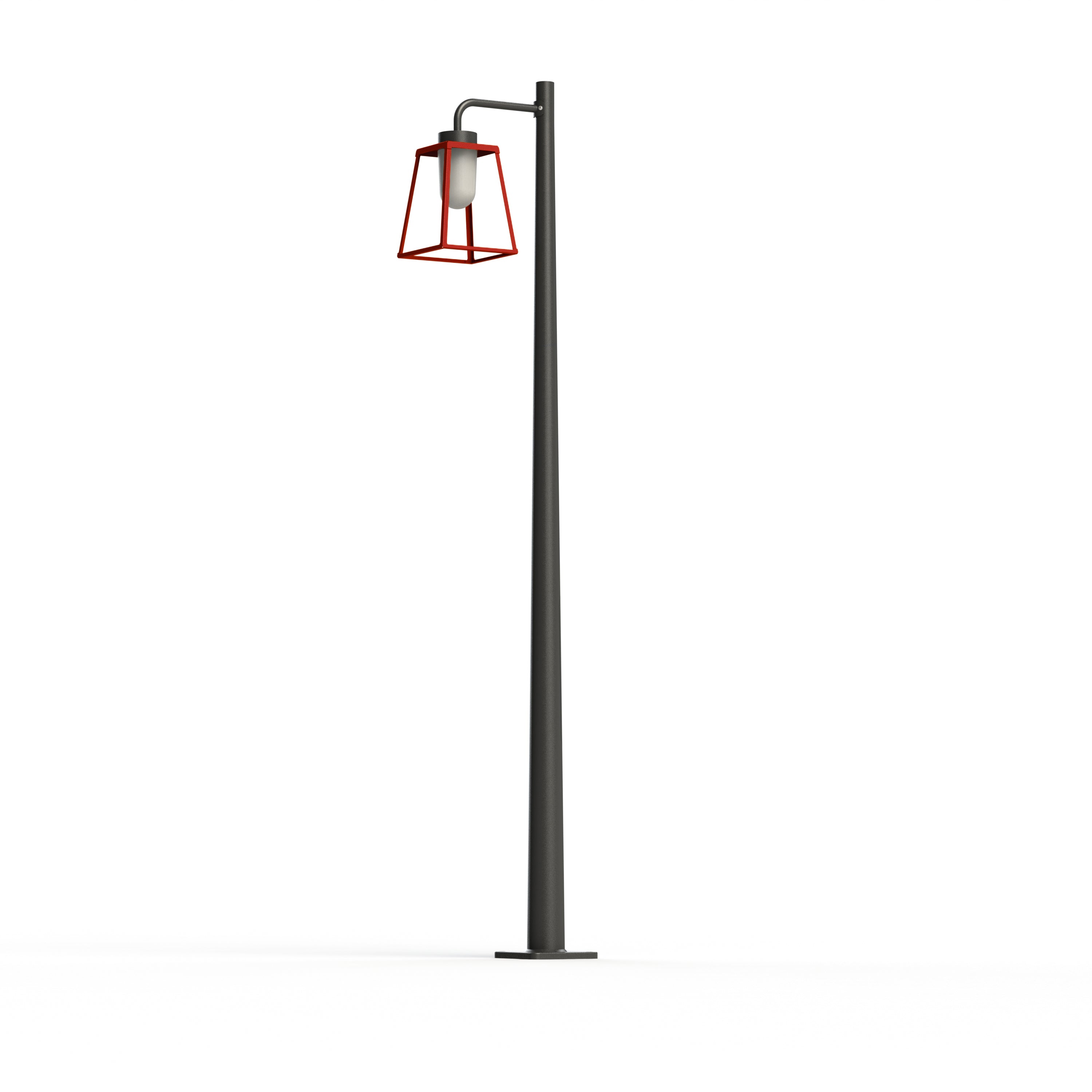 Lampadaire Lampiok 2 N°4 diffuseur opale Rouge tomate 110 - Gris noir 107 178012110