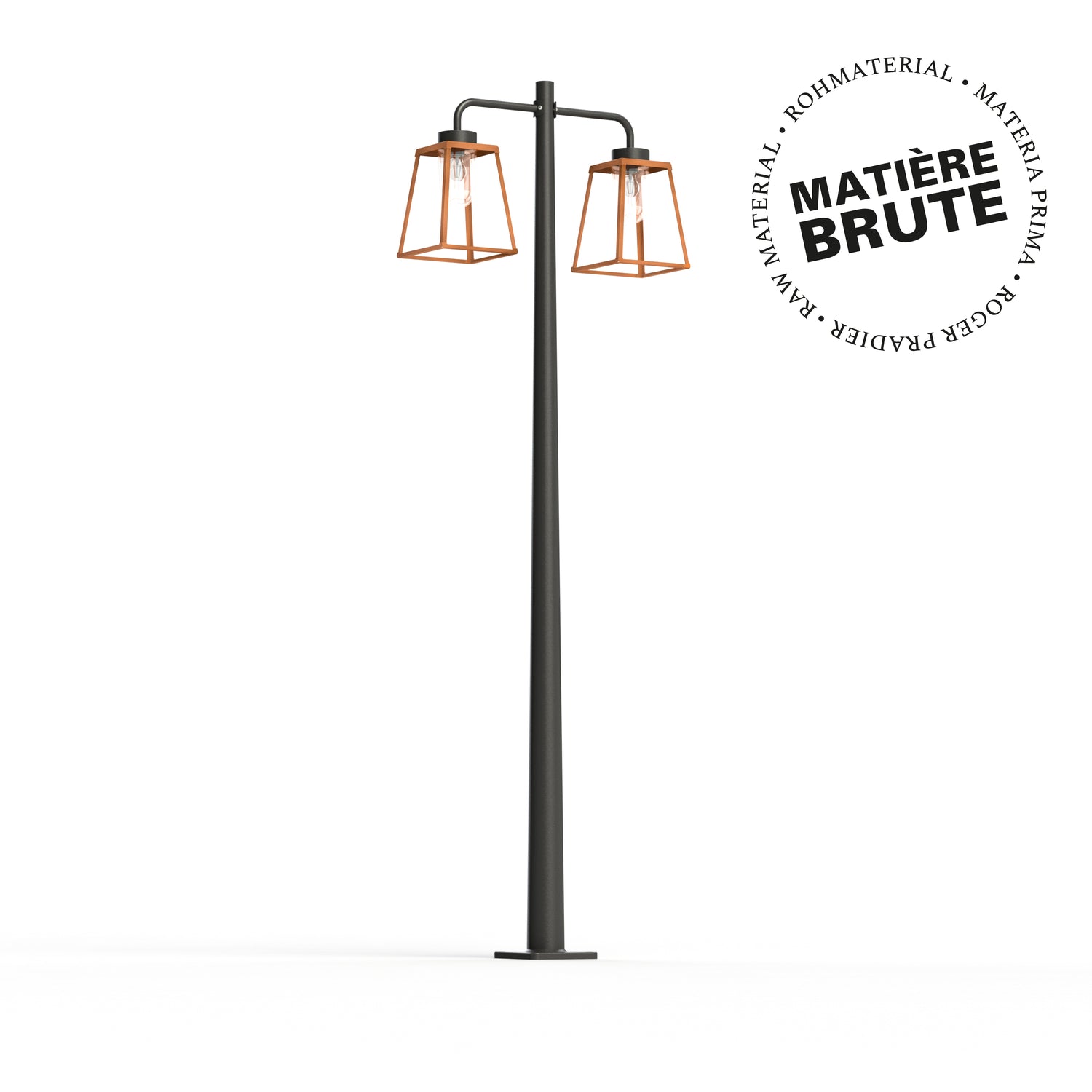 Lampadaire Lampiok 2 N°5 Cuivre brut 082 Diffuseur clair - Gris noir 107 178013082